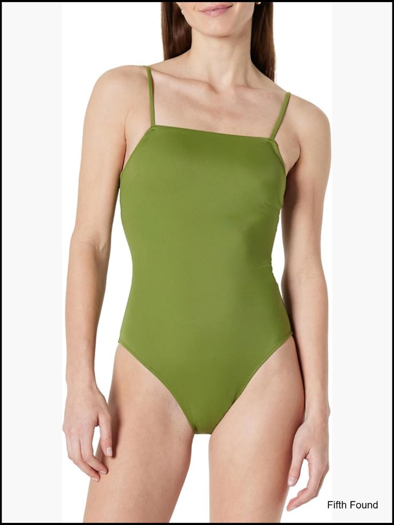 Women's Squareneck One-Piece Swimsuit - Slim Fit, Adjustable Straps